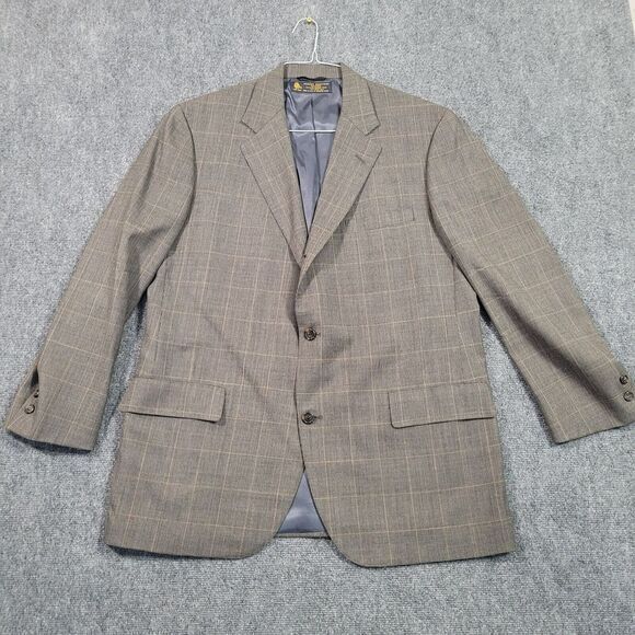Vintage Brooks Brothers‎ Makers Blazer Mens 42 Sport Coat Wool Brown Check USA - Picture 1 of 8